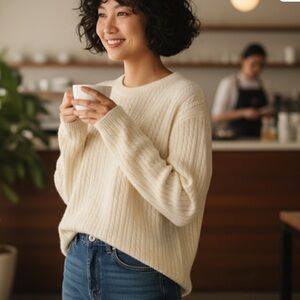 Valerie Stevens 100% Cashmere Hong Kong Brushed Soft Vintage Cable Knit Sweater